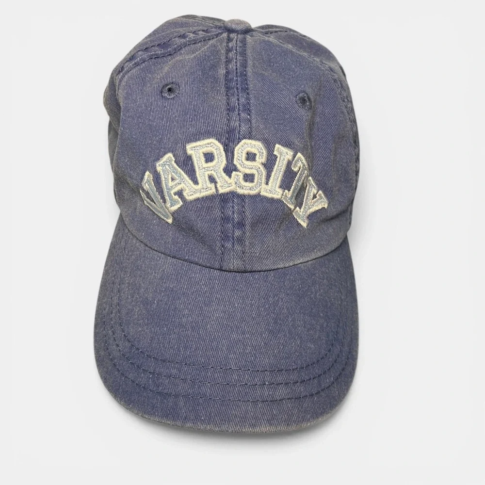 Varsity Embroidered Dad Hat Blue Washed Adjustable Strapback Vintage Style‎ Cap